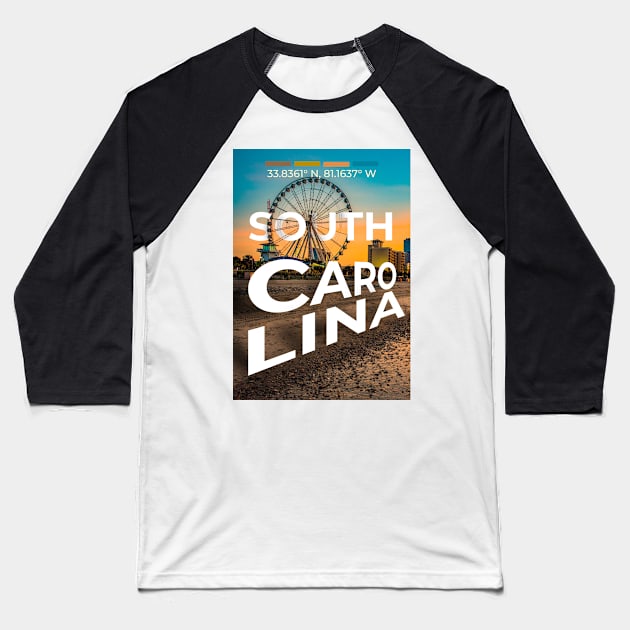 South Carolina Travel Poster Baseball T-Shirt by mardavemardave